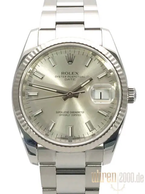 Rolex Oyster Perpetual Date 34 115234 Silber aus 2011 LC100