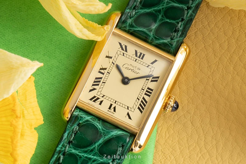 Cartier Tank silver-gilt manual winding women's watch [2303273]