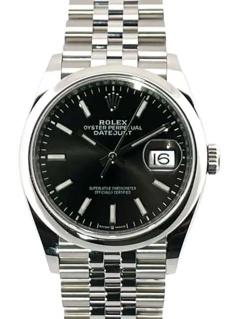 Rolex Datejust 36 Oystersteel 126200 Schwarz Jubile-Band