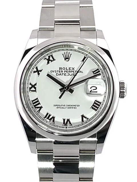 Rolex Datejust 36 Oystersteel 126200 Weiß Römisch