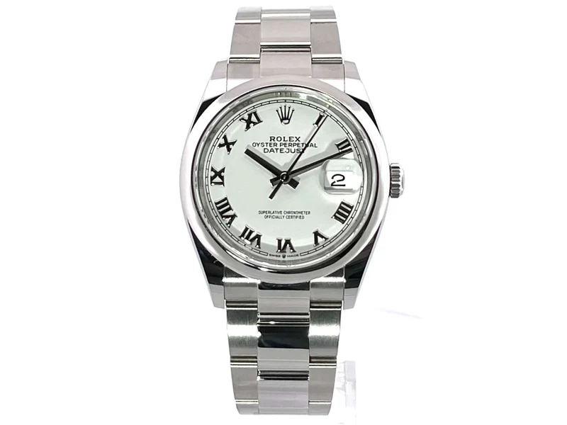 Rolex Datejust 36 Oystersteel 126200 Weiß Römisch