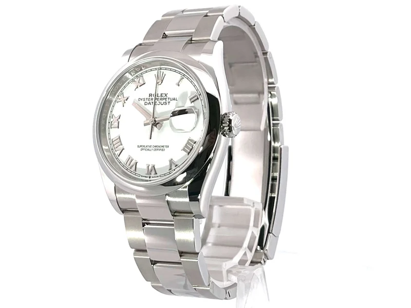 Rolex Datejust 36 Oystersteel 126200 Weiß Römisch