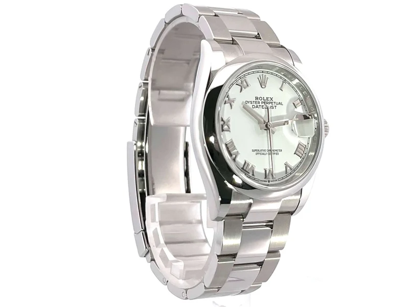 Rolex Datejust 36 Oystersteel 126200 Weiß Römisch