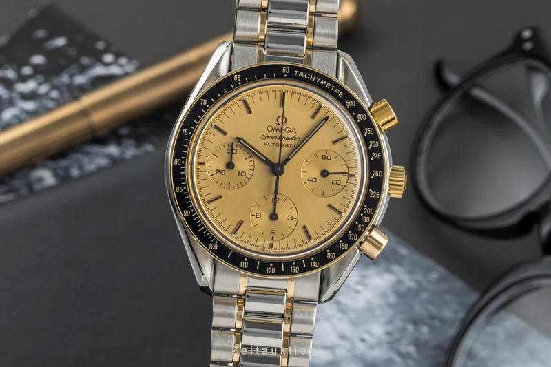 Omega Speedmaster chronograph steel / gold automatic men's watch 175.0032 LP: 8000EUR [2304011]