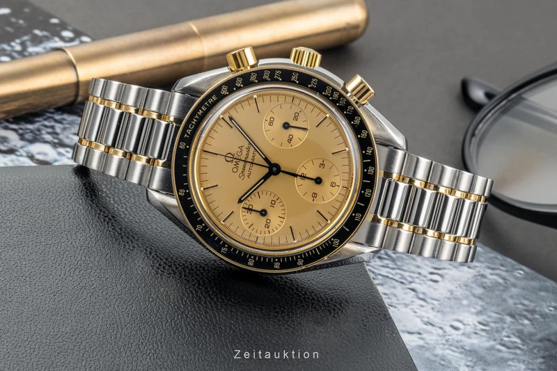 Omega Speedmaster chronograph steel / gold automatic men's watch 175.0032 LP: 8000EUR [2304011]