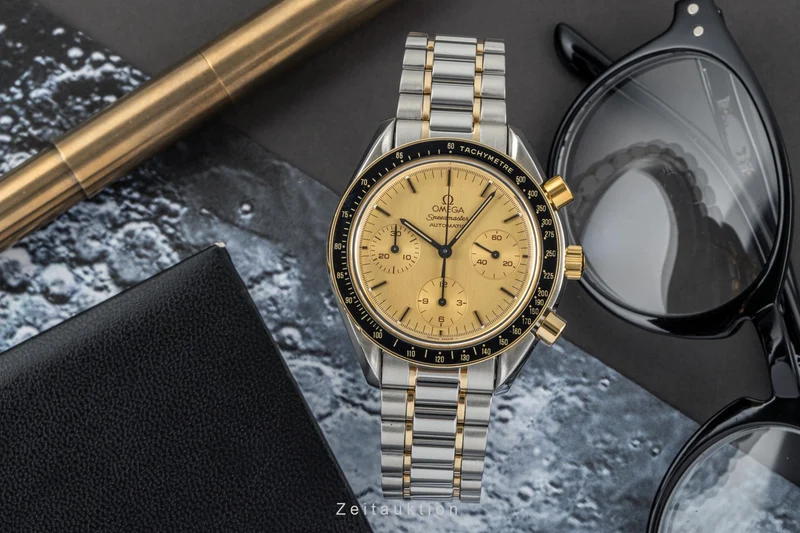Omega Speedmaster chronograph steel / gold automatic men's watch 175.0032 LP: 8000EUR [2304011]