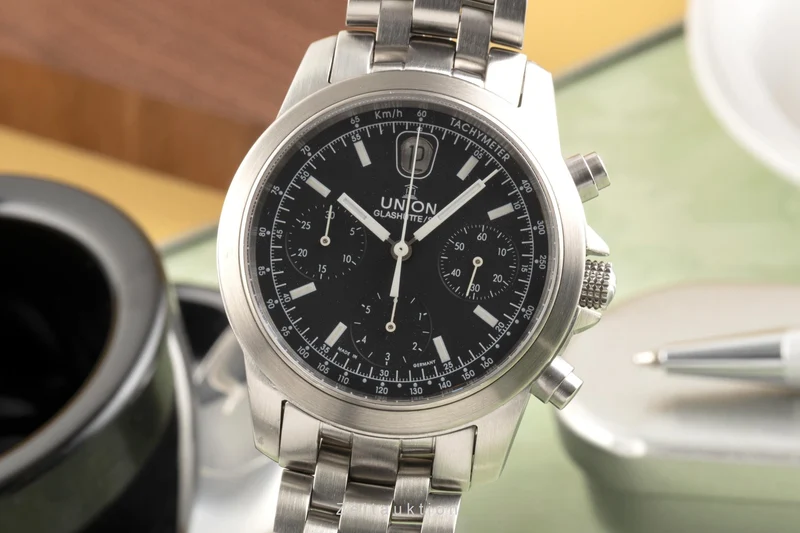Union Glashütte Fliegeruhr chronograph steel automatic men's watch 26-32-09-05-10 LP: 3600EUR [2303134]