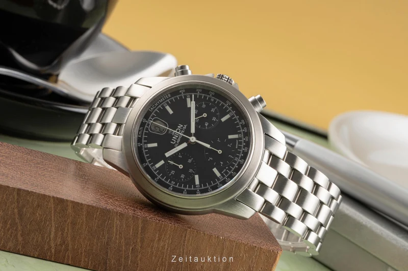 Union Glashütte Fliegeruhr chronograph steel automatic men's watch 26-32-09-05-10 LP: 3600EUR [2303134]