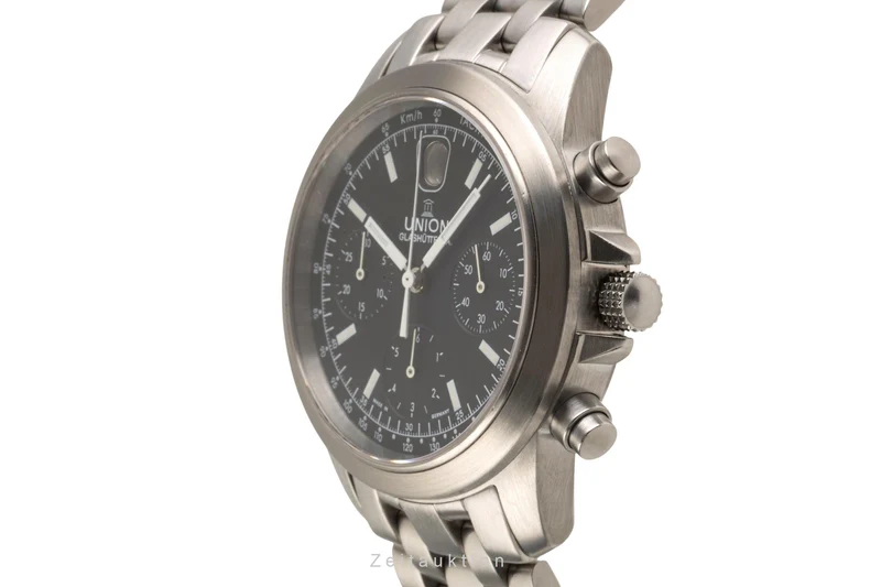 Union Glashütte Fliegeruhr chronograph steel automatic men's watch 26-32-09-05-10 LP: 3600EUR [2303134]