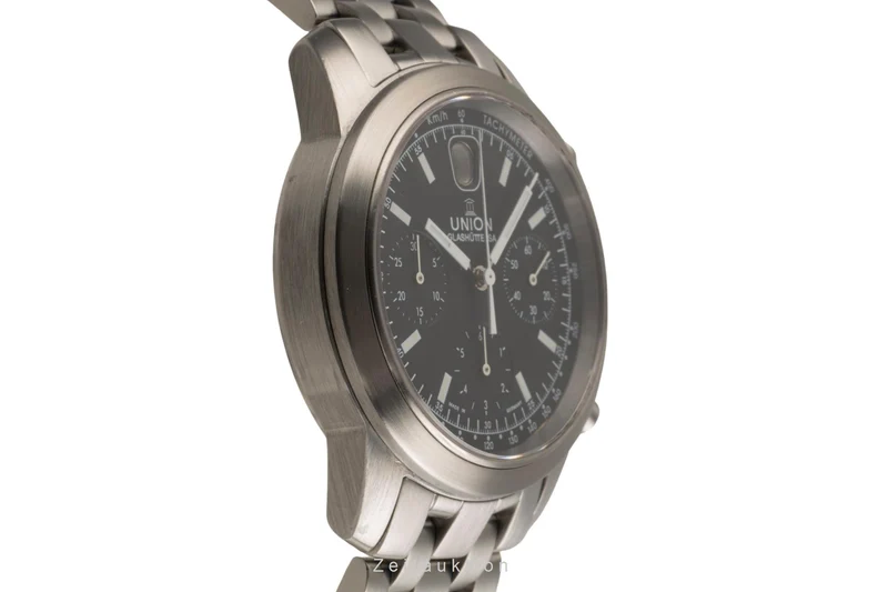 Union Glashütte Fliegeruhr chronograph steel automatic men's watch 26-32-09-05-10 LP: 3600EUR [2303134]