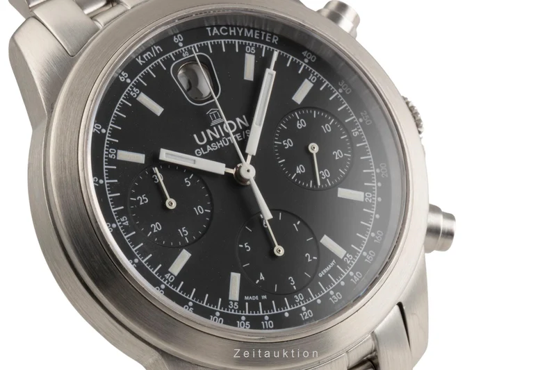 Union Glashütte Fliegeruhr chronograph steel automatic men's watch 26-32-09-05-10 LP: 3600EUR [2303134]