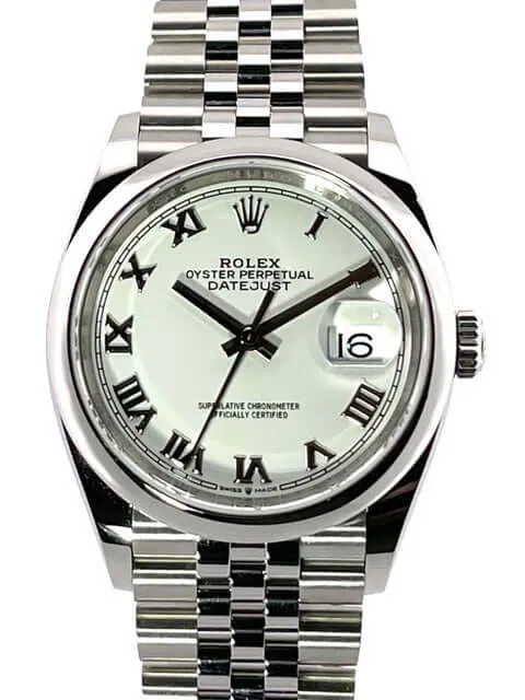 Rolex Datejust 36 Oystersteel 126200 Weiß Römisch Jubile-Band