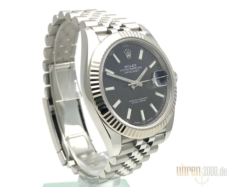 Rolex Datejust 41 Edelstahl Weißgold 126334 Schwarz aus 2018 Jubile-Band