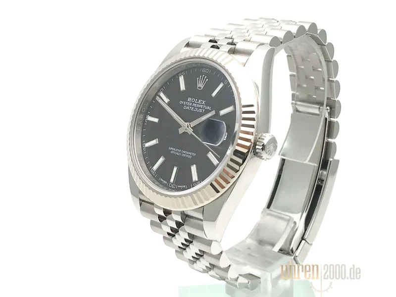 Rolex Datejust 41 Edelstahl Weißgold 126334 Schwarz aus 2018 Jubile-Band