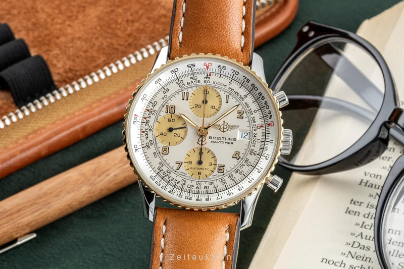 Breitling Old Navitimer chronograph steel / gold automatic men's watch D13022 [2304572]