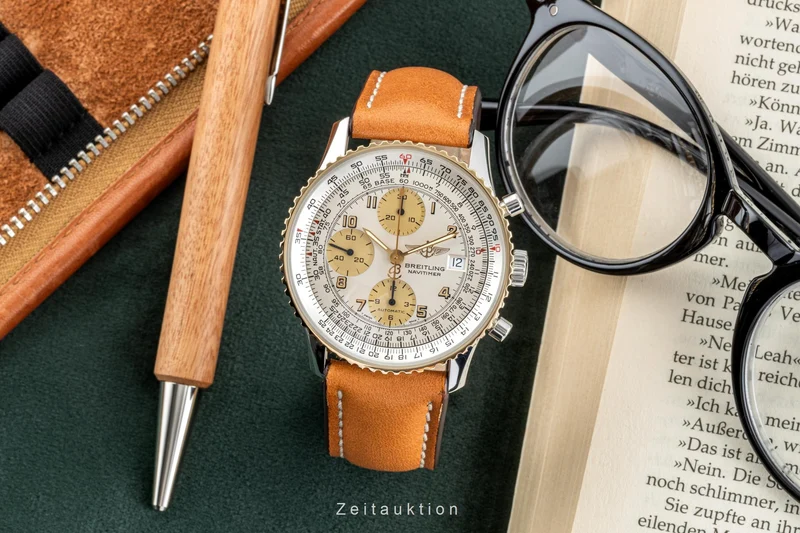 Breitling Old Navitimer chronograph steel / gold automatic men's watch D13022 [2304572]