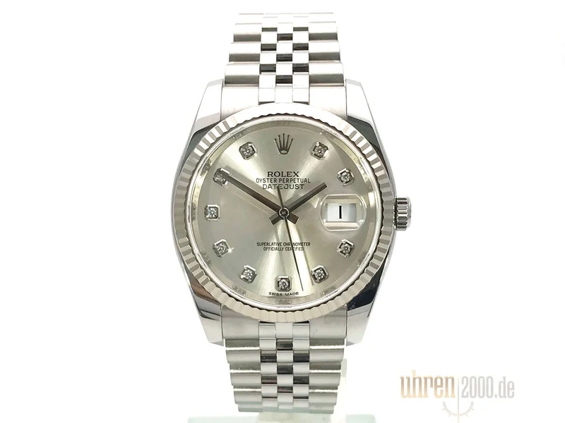 Rolex Datejust 36 Silber Diamant 116234 Jubile-Band aus 2018 LC100