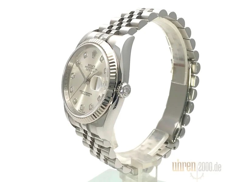 Rolex Datejust 36 Silber Diamant 116234 Jubile-Band aus 2018 LC100