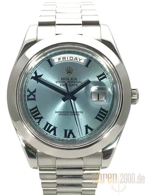 Rolex Day-Date II Platin 218206 Eisblau Römisch aus 2010 LC100