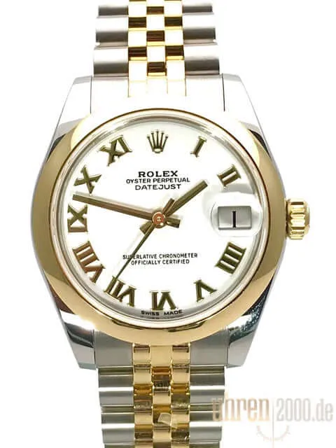 Rolex Datejust 31 Edelstahl Gelbgold 178243 Weiß Römisch Jubile-Band