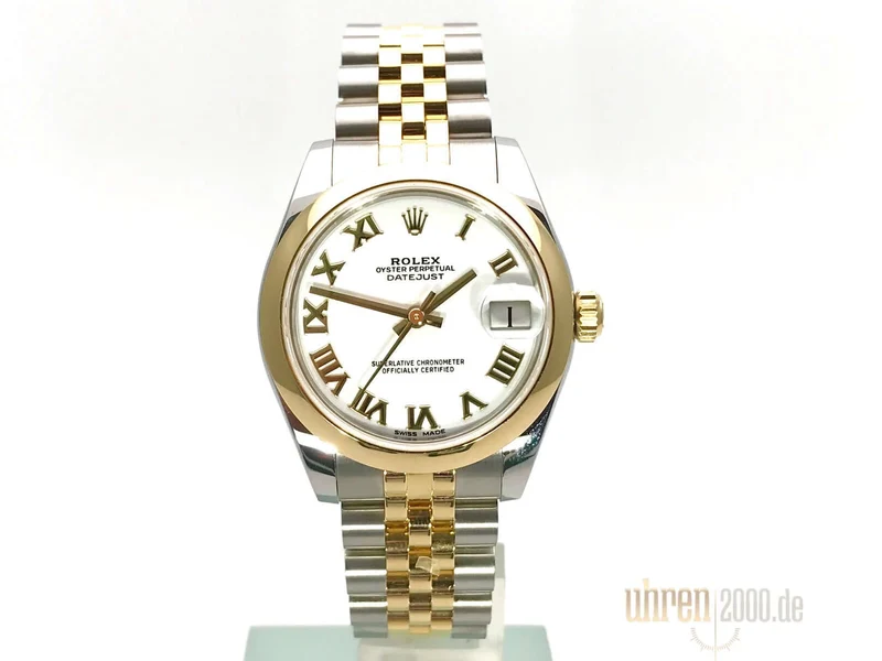 Rolex Datejust 31 Edelstahl Gelbgold 178243 Weiß Römisch Jubile-Band