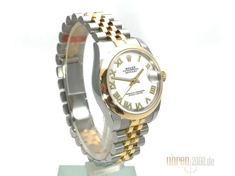 Rolex Datejust 31 Edelstahl Gelbgold 178243 Weiß Römisch Jubile-Band