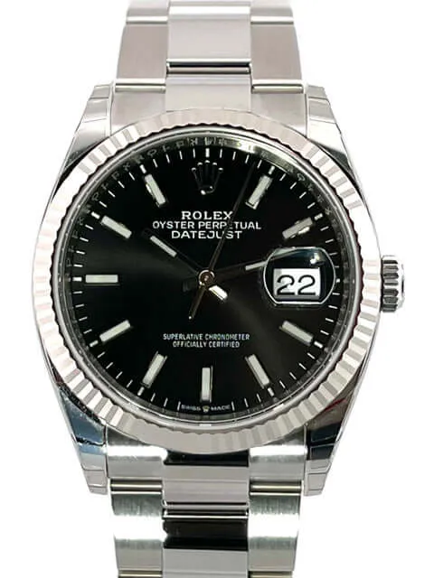 Rolex Datejust 36 Oystersteel Weißgold 126234 Schwarz