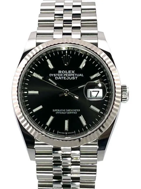 Rolex Datejust 36 Oystersteel Weißgold 126234 Schwarz Jubile-Band