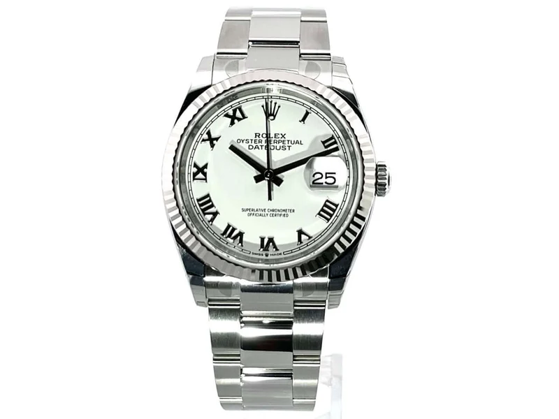 Rolex Datejust 36 Oystersteel Weißgold 126234 Weiß Römisch