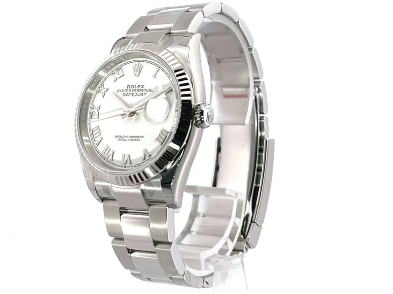 Rolex Datejust 36 Oystersteel Weißgold 126234 Weiß Römisch