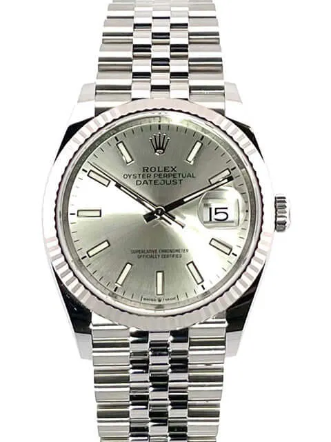 Rolex Datejust 36 Oystersteel Weißgold 126234 Silber Jubile-Band