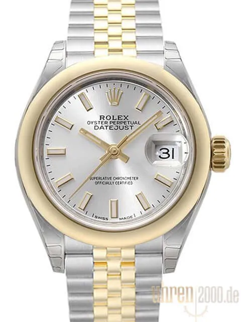 Rolex Datejust 28 Edelstahl Gelbgold 279163 Silber Jubile-Band