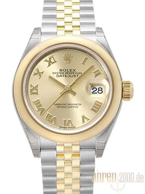 Rolex Datejust 28 Edelstahl Gelbgold 279163 Champagner Römisch Jubile-Band