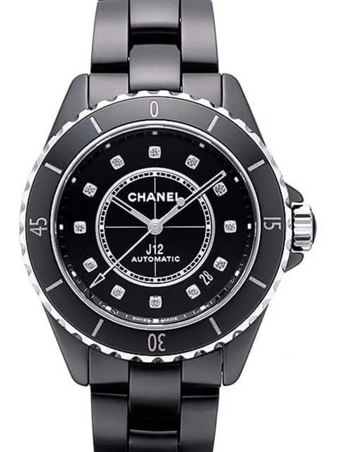 Chanel J12 Automatik 38 Schwarz Diamant H5702