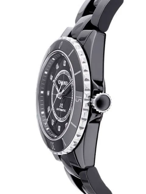 Chanel J12 Automatik 38 Schwarz Diamant H5702