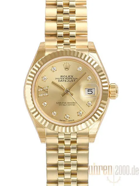 Rolex Lady-Datejust 28 Gelbgold 279178 Champagner R Dia Jubile-Band