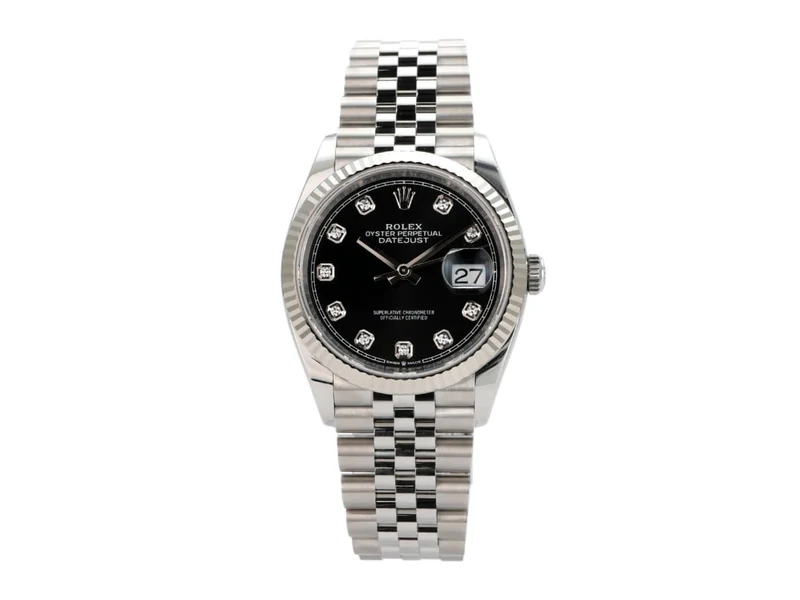 Rolex Datejust 36 Oystersteel Weißgold 126234 Diamant Schwarz Jubile-Band