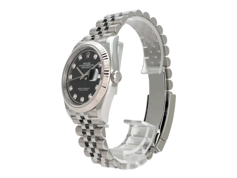 Rolex Datejust 36 Oystersteel Weißgold 126234 Diamant Schwarz Jubile-Band