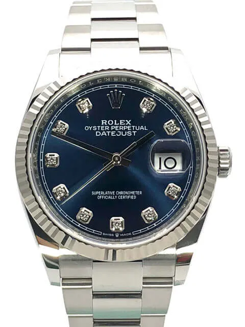 Rolex Datejust 36 Oystersteel Weißgold 126234 Diamant Blau