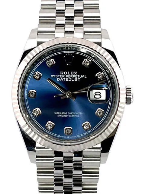 Rolex Datejust 36 Oystersteel Weißgold 126234 Diamant Blau Jubile-Band