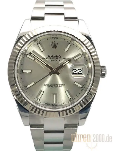 Rolex Datejust 41 Edelstahl Weißgold 126334 Silber aus 2017