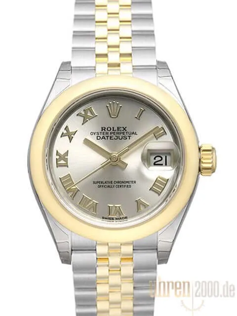Rolex Datejust 28 Edelstahl Gelbgold 279163 Silber Römisch Jubile-Band
