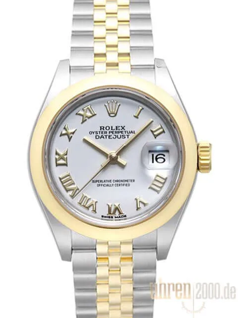 Rolex Datejust 28 Edelstahl Gelbgold 279163 Weiß Römisch Jubile-Band