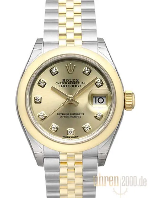 Rolex Datejust 28 Edelstahl Gelbgold 279163 Champagner Diamant Jubile-Band