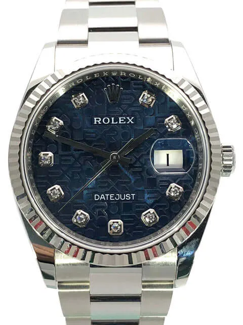 Rolex Datejust 36 Oystersteel Weißgold 126234 Blau Jubile Diamant