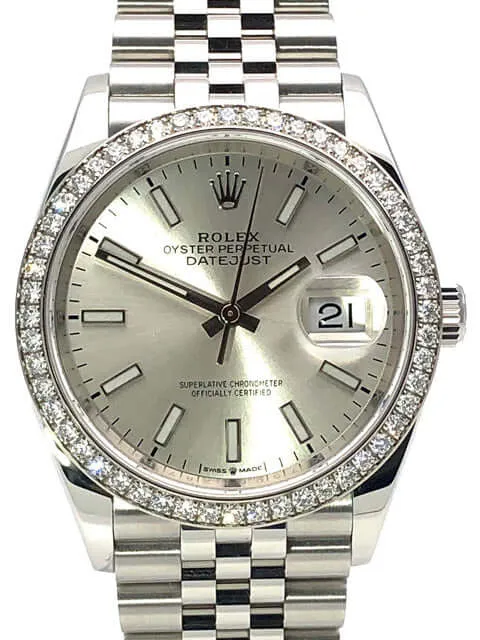 Rolex Datejust 36 Oystersteel Weißgold Diamant 126284RBR Silber Index Jubile-Band