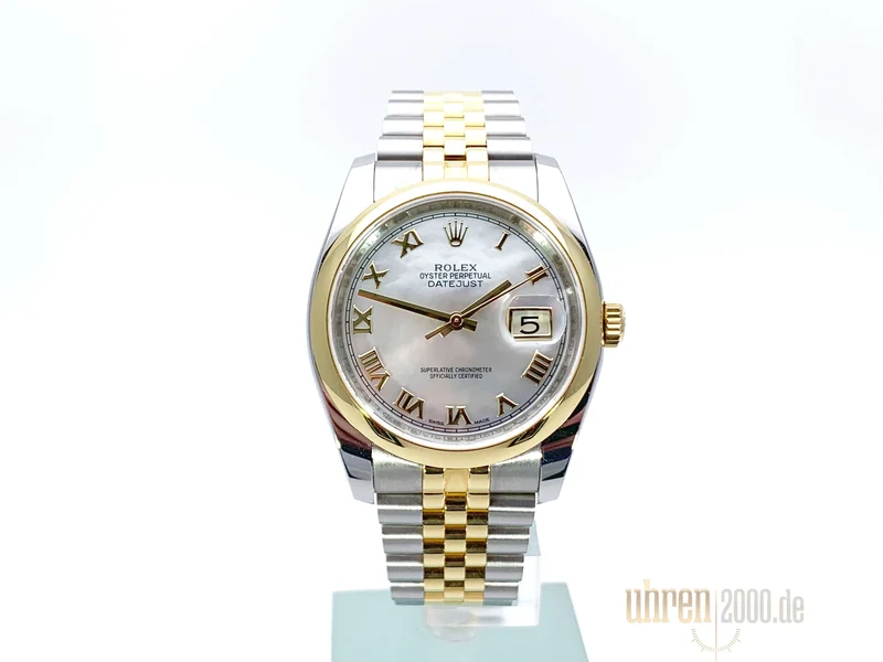 Rolex Datejust 36 Edelstahl Gelbgold 116203 Perlmutt Römisch Jubile-Band