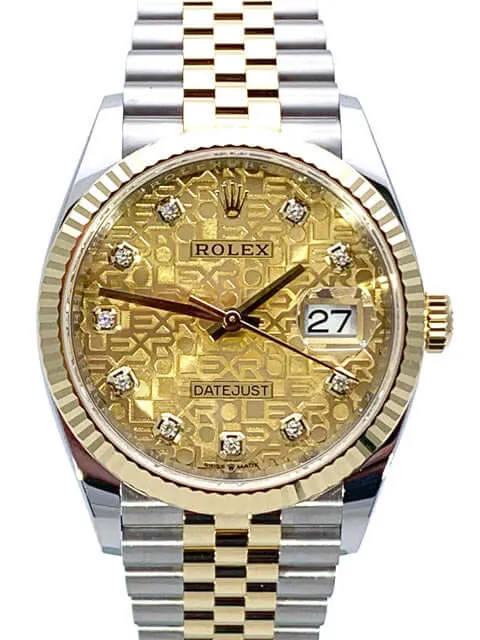 Rolex Datejust 36 126233 Champagner J Diamant Jubile-Band