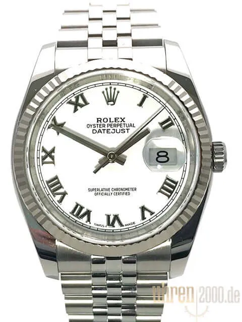 Rolex Datejust 36 116234 Weiß Römisch Jubile-Band aus 2018