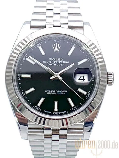 Rolex Datejust 41 Edelstahl Weißgold 126334 Schwarz 2018 Jubile-Band LC100